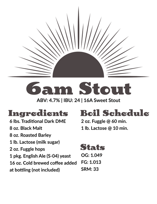 6AM Stout Extract Recipe Kit