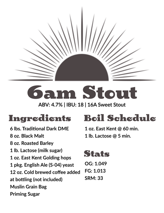 6AM Stout Extract Recipe Kit